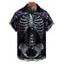 Chemise gothique à manches courtes et boutons pour homme, motif squelette de feu, style vacances - Noir 5XL