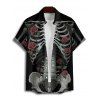 Gothic Couple Outfit Skeleton Rose Pattern Spaghetti Strap V Neck A Line Mini Tank Dress and Button Up Shirt Holiday Matching Outfit - Noir S | US 4