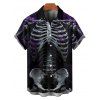 Gothic Couple Outfit Skeleton Fire Pattern Ruched Bust Sweetheart Neck A Line Mini Dress and Button Up Shirt Holiday Matching Outfit - Noir S | US 4