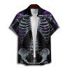 Gothic Couple Outfit Skeleton Fire Pattern Ruched Bust Sweetheart Neck A Line Mini Dress and Button Up Shirt Holiday Matching Outfit - Noir S | US 4