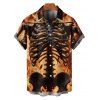 Chemise gothique à manches courtes et boutons pour homme, motif squelette de feu, style vacances - Orange 5XL