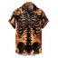 Chemise gothique à manches courtes et boutons pour homme, motif squelette de feu, style vacances - Noir 5XL
