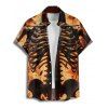 Chemise gothique à manches courtes et boutons pour homme, motif squelette de feu, style vacances - Orange 5XL