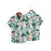 Chemise de vacances à manches courtes et boutons pour homme, motif floral tropical, à revers - Vert clair 5XL
