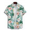 Chemise de vacances à manches courtes et boutons pour homme, motif floral tropical, à revers - Vert clair 5XL