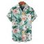 Chemise de vacances à manches courtes et boutons pour homme, motif floral tropical, à revers - Vert clair 5XL