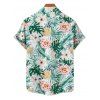 Chemise de vacances à manches courtes et boutons pour homme, motif floral tropical, à revers - Vert clair 5XL