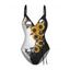 Maillot de bain une pièce imprimé tête de mort tournesol, maillot de bain rembourré à surplis cintré - Noir S | US 4