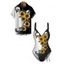 Sunflower Skull Print One Piece Swimsuit and Men's Button Up Roll Up Short Sleeve Holiday Shirt Outfit - Noir S | US 4