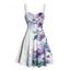Robe de vacances à motif de fleurs et de feuilles froncées, buste froncé, col en cœur, mini-robe décontractée trapèze - Bleu XXXXXL | US 20