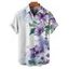 Chemise de vacances à imprimé floral et feuilles pour homme, boutonnée, retroussée, manches courtes, décontractée - Blanc 5XL