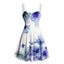 Robe de vacances à imprimé floral et feuilles, buste froncé, col en cœur, mini-robe décontractée trapèze - Blanc XXXXXL | US 20