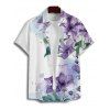 Vacation Couple Outfit Smudge Flower Leaf Pattern Ruched Bust Sweetheart Neck A Line Mini Dress and Button Up Shirt Casual Matching Outfit - Blanc S | US 4