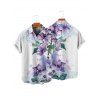 Vacation Couple Outfit Smudge Flower Leaf Pattern Ruched Bust Sweetheart Neck A Line Mini Dress and Button Up Shirt Casual Matching Outfit - Blanc S | US 4