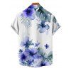 Vacation Couple Outfit Flower Leaf Print Ruched Bust Sweetheart Neck A Line Mini Dress and Button Up Shirt Casual Matching Outfit - Blanc S | US 4