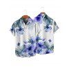 Vacation Couple Outfit Flower Leaf Print Ruched Bust Sweetheart Neck A Line Mini Dress and Button Up Shirt Casual Matching Outfit - Blanc S | US 4