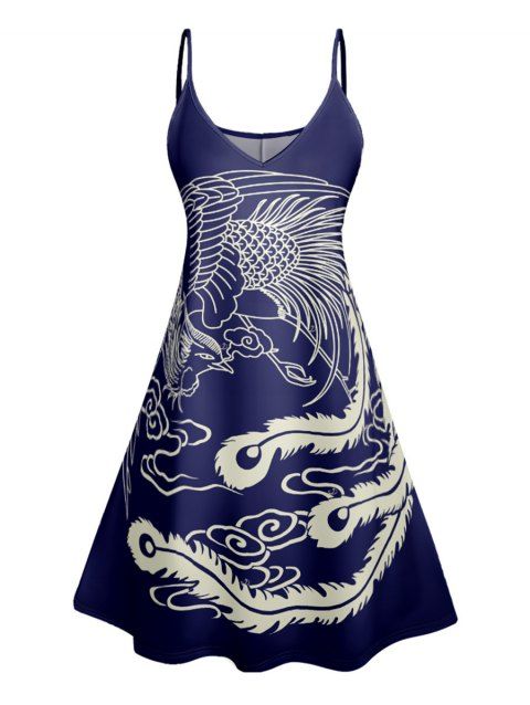 Robe de vacances imprimée à bretelles spaghetti et col en V, mini robe débardeur décontractée