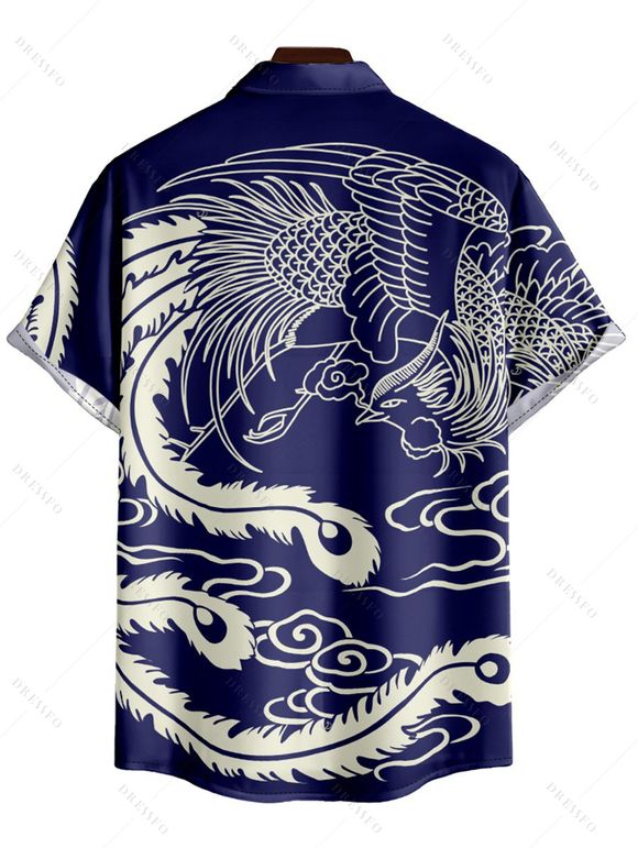 Vacation Couple Outfit Printed Spaghetti Strap V Neck A Line Mini Tank Dress and Button Up Shirt Casual Matching Outfit - Bleu profond S | US 4