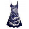 Robe de vacances imprimée à bretelles spaghetti et col en V, mini robe débardeur décontractée - Bleu profond XXXXXL | US 20