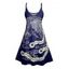 Robe de vacances imprimée à bretelles spaghetti et col en V, mini robe débardeur décontractée - Bleu profond XXXXXL | US 20