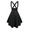 Jupe à Bretelle Haute Basse avec Faux Bouton - Noir M