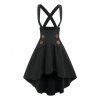 Jupe à Bretelle Haute Basse avec Faux Bouton - Noir XXXL