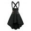 Jupe à Bretelle Haute Basse avec Faux Bouton - Noir XXXL