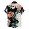 Chemise de vacances à manches courtes et boutons pour homme, motif feuilles tropicales, à blocs de couleurs, pour la plage - multicolor 5XL