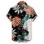 Chemise de vacances à manches courtes et boutons pour homme, motif feuilles tropicales, à blocs de couleurs, pour la plage - multicolor 5XL
