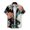 Chemise de vacances à manches courtes et boutons pour homme, motif feuilles tropicales, à blocs de couleurs, pour la plage - multicolor 5XL
