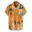 Chemise de vacances à manches courtes et boutons pour homme, style rétro western, imprimé chapeau de cowboy, colorblock - orange clair 5XL
