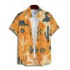 Chemise de vacances à manches courtes et boutons pour homme, style rétro western, imprimé chapeau de cowboy, colorblock - orange clair 5XL