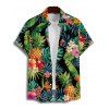 Chemise de vacances à manches courtes et boutons pour homme, motif ananas et feuilles tropicales - multicolor 5XL