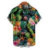 Chemise de vacances à manches courtes et boutons pour homme, motif ananas et feuilles tropicales - multicolor 5XL