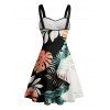 Robe de vacances à imprimé feuilles tropicales et à volants, col en cœur, coupe trapèze, mini-robe de plage - multicolor XXXXXL | US 20