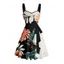 Robe de vacances à imprimé feuilles tropicales et à volants, col en cœur, coupe trapèze, mini-robe de plage - multicolor XXXXXL | US 20
