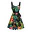 Robe de vacances à motif floral ananas et feuilles tropicales, buste froncé, ceinture, col en cœur, mini robe de plage trapèze - multicolor XXXXXL | US 20