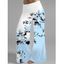 Pantalon large à motif de fleurs et de feuilles, couleur unie, pour les vacances, taille large et élastique, décontracté - Bleu clair XXL | US 14
