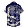 Chemise de vacances imprimée pour homme, boutonnée, retroussée, manches courtes, décontractée - Bleu profond 5XL