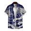 Chemise de vacances imprimée pour homme, boutonnée, retroussée, manches courtes, décontractée - Bleu profond 5XL
