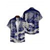 Vacation Couple Outfit Printed Spaghetti Strap V Neck A Line Mini Tank Dress and Button Up Shirt Casual Matching Outfit - Bleu profond S | US 4