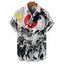 Chemise de vacances pour homme style Ukiyo-e, imprimée soleil et dragon, boutonnée, retroussée, manches courtes, décontractée - Blanc 5XL
