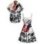 Vacation Couple Outfit Ukiyo-e Style Dragon Sun Printed Ruched Bust Sweetheart Neck A Line Mini Dress and Button Up Shirt Casual Matching Outfit - Blanc S | US 4