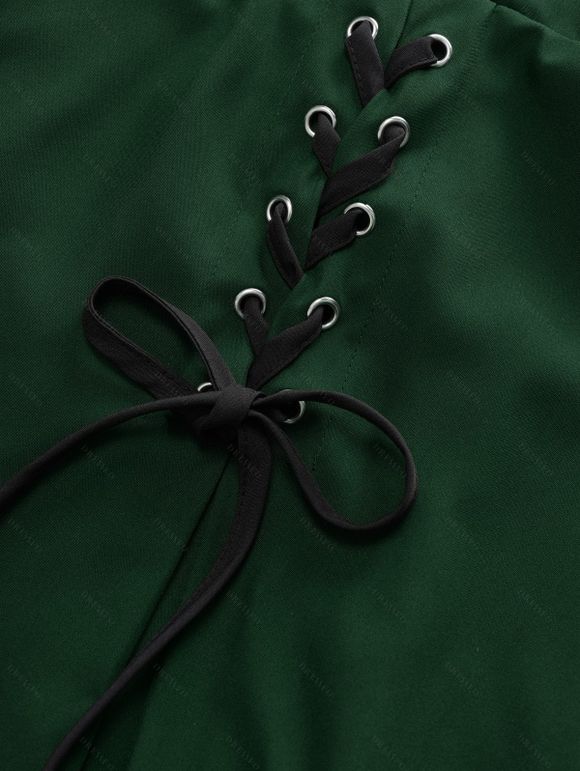 Crisscross Lace Up Suspender Skirt - Vert profond XXL