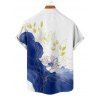 Vacation Couple Outfit Colorblock Leaf Sketch Floral Asymmetrical Print Spaghetti Strap Tank Dress and Button Up Shirt Casual Matching Outfit - Blanc S | US 4