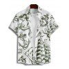 Chemise de vacances pour homme, motif sirène, dauphin, navire, éléments océaniques, boutonnée, retroussée, manches courtes, décontractée - Vert S