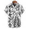 Chemise de vacances pour homme, motif sirène, dauphin, navire, éléments océaniques, boutonnée, retroussée, manches courtes, décontractée - Noir 5XL