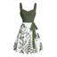 Robe de vacances à motif sirène, dauphin, navire, éléments océaniques, buste froncé, ceinture, col en cœur, ligne A, mini, décontractée - Vert S | US 4