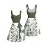 Robe de vacances à motif sirène, dauphin, navire, éléments océaniques, buste froncé, ceinture, col en cœur, ligne A, mini, décontractée - Vert S | US 4