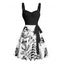 Robe de vacances à motif sirène, dauphin, navire, éléments océaniques, buste froncé, ceinture, col en cœur, ligne A, mini, décontractée - Vert S | US 4